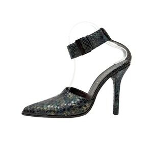 Gucci Python‎ Ankle Strap Heels Black Strappy Pumps 37